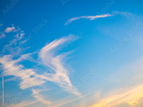 beautiful summer sky  with fluffy cloud on blue