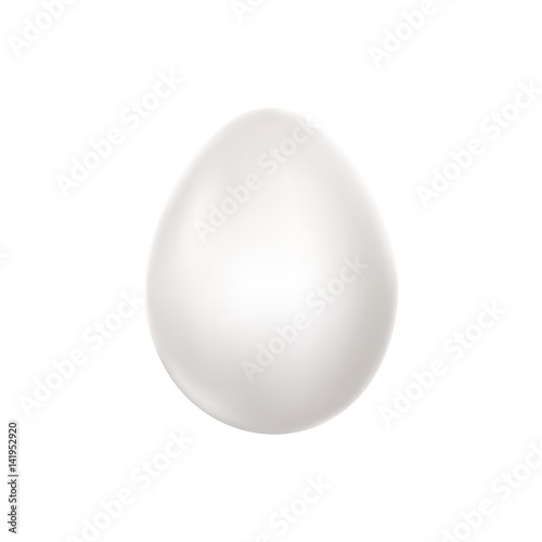 White egg illustration. Dimentional egg icon isolated.
