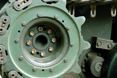 Closeup tank wheels