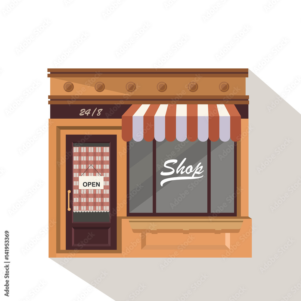 Market street store building facade small shop front shopping design