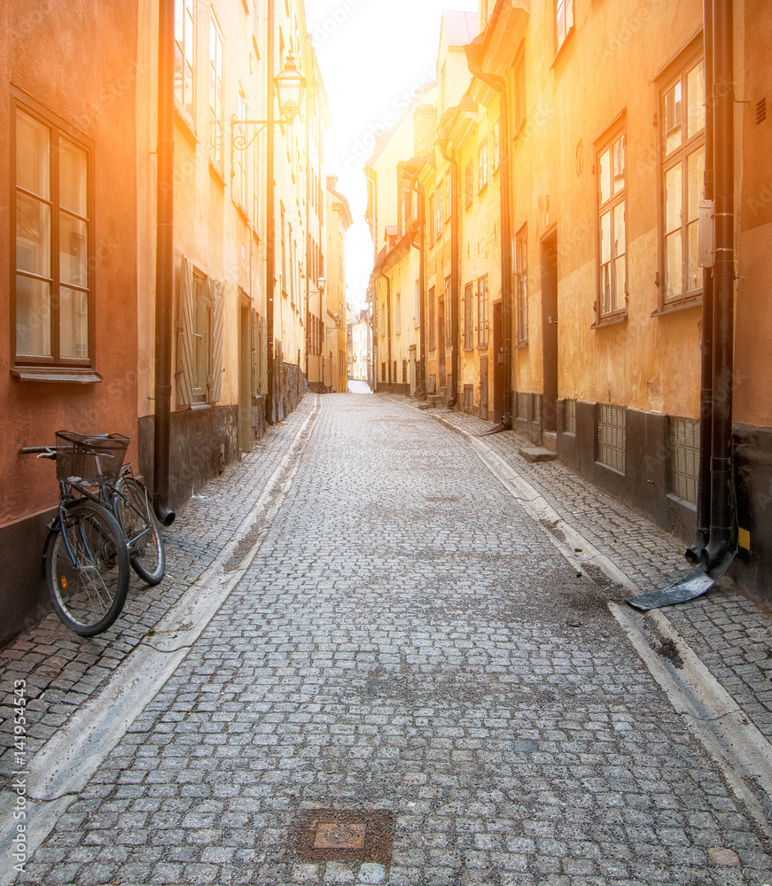 Sweden. Stockholm. One of the narrow streets of The Old Town (Gamla Stan)
