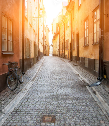 Sweden. Stockholm. One of the narrow streets of The Old Town (Gamla Stan)