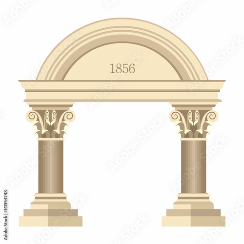 Illustration realistic antique greek corinthian archway