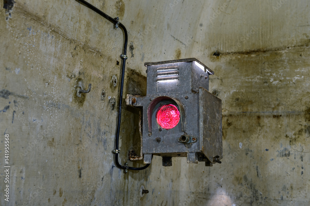 old signal light in a bunker