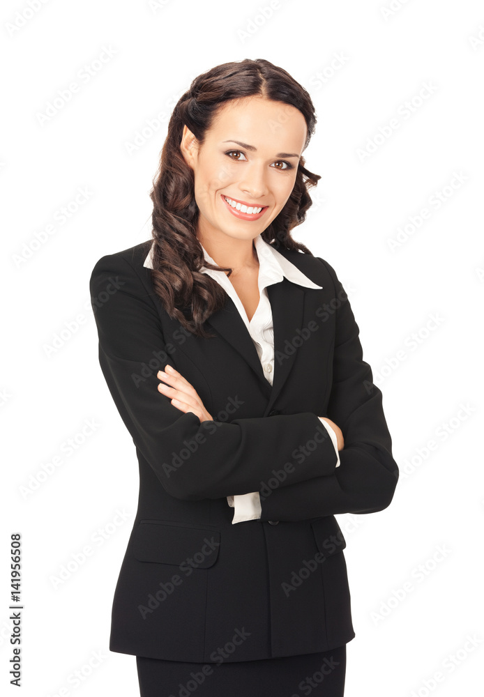 Happy smiling business woman, over white Happy smiling business woman, over white