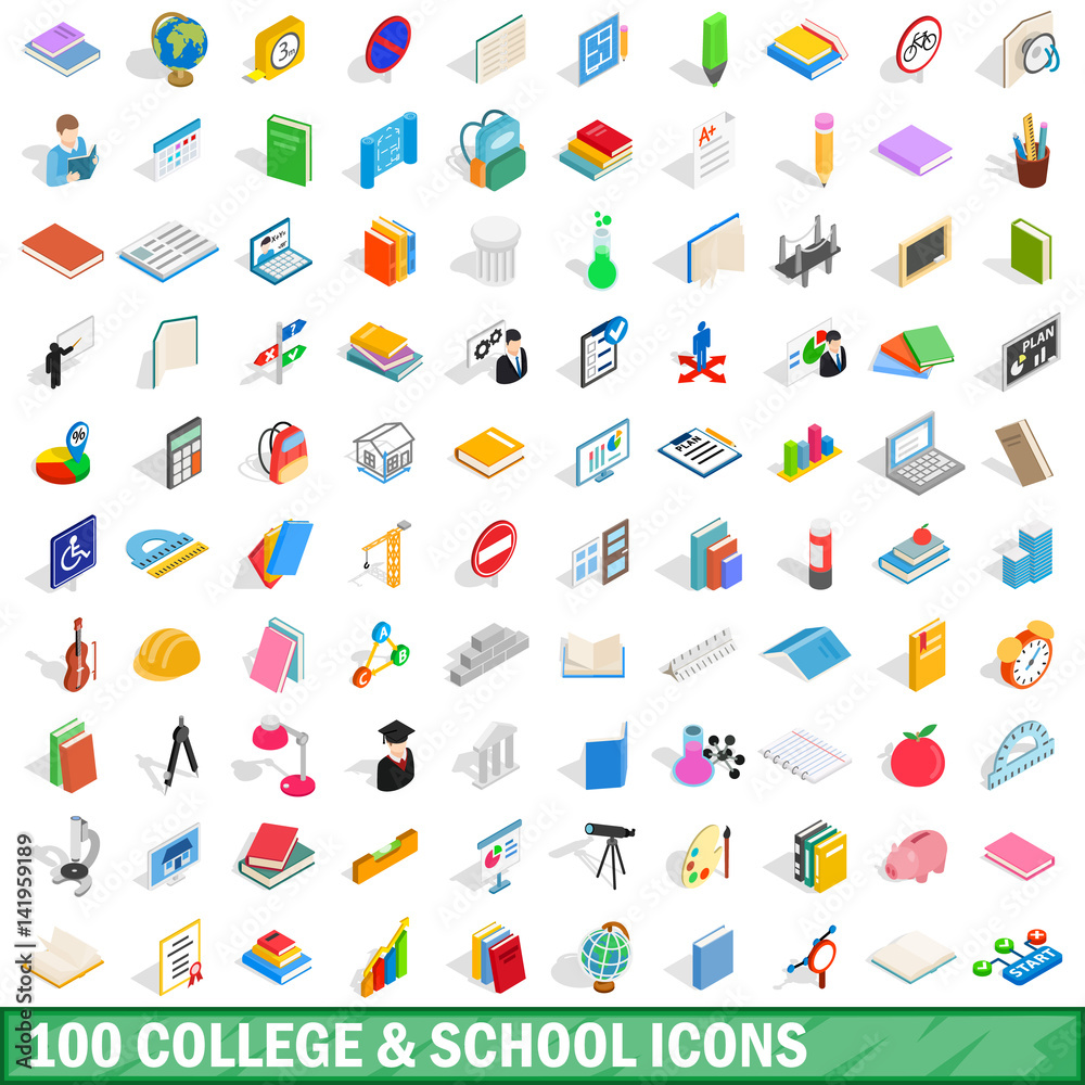100 college and school icons set 100 college and school icons set