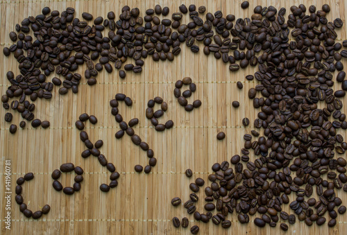 coffee-beans on wooden background