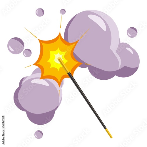 Magic wand icon, cartoon style