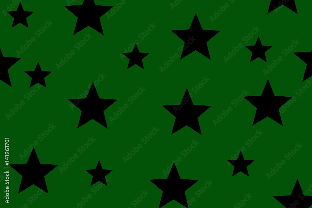 Illustration of black stars on a dark green background Illustration of black stars on a dark green background