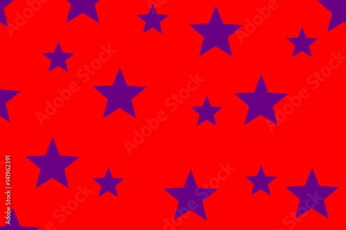 Illustration of purple stars on a red background