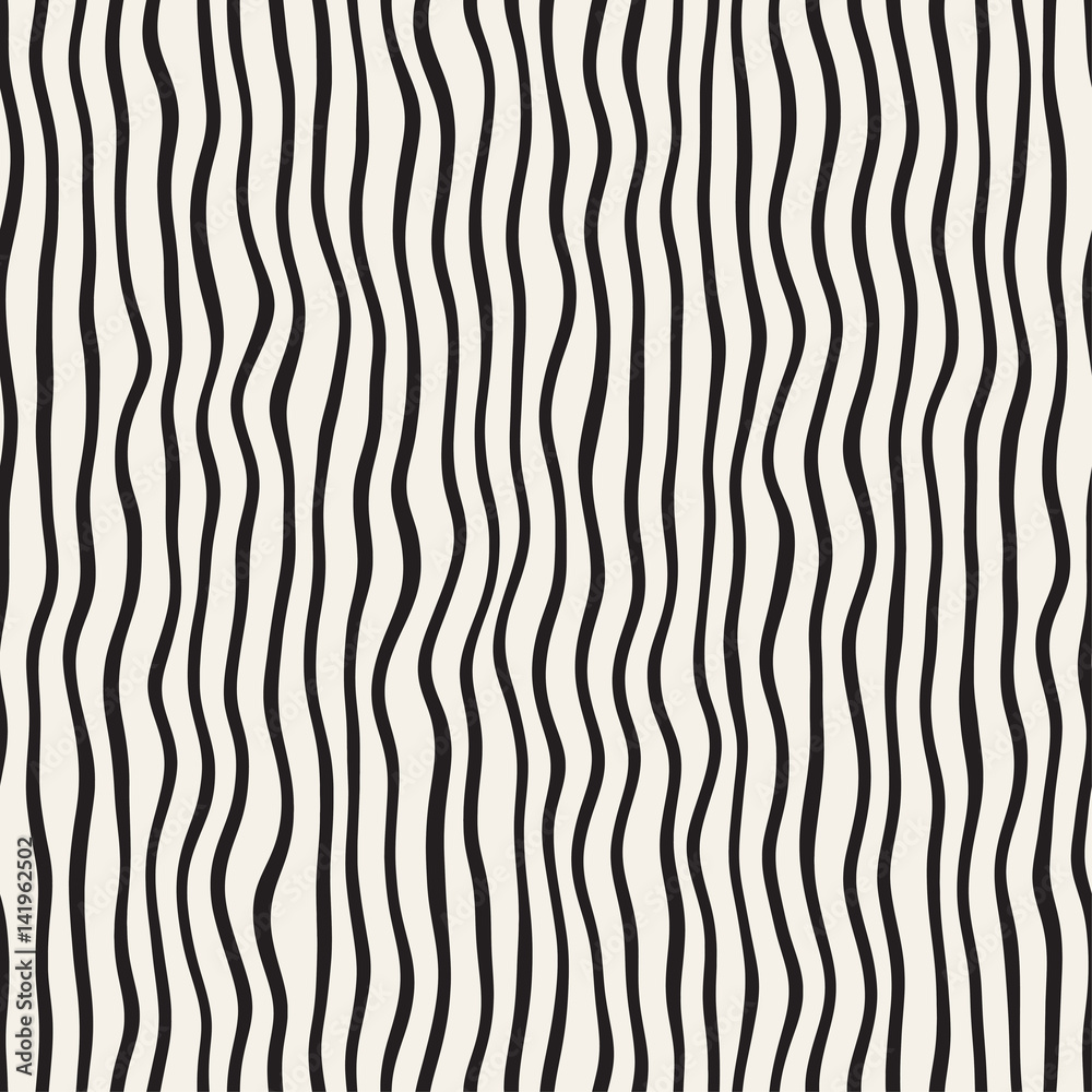 Wavy Ripple Hand Drawn Lines. Abstract Geometric Background Design. Vector Seamless Pattern.