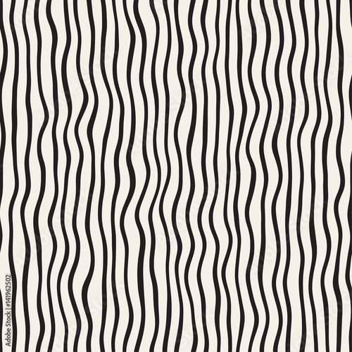 Wavy Ripple Hand Drawn Lines. Abstract Geometric Background Design. Vector Seamless Pattern.
