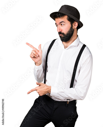 Hipster man with beard dancing