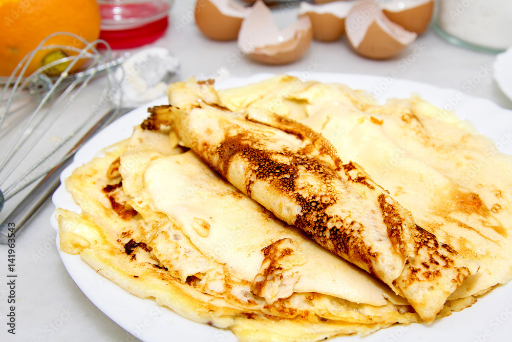 crepes and pancakes freshly made on the plate crepes and pancakes freshly made on the plate