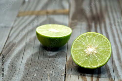 Lemons slice on wooden.