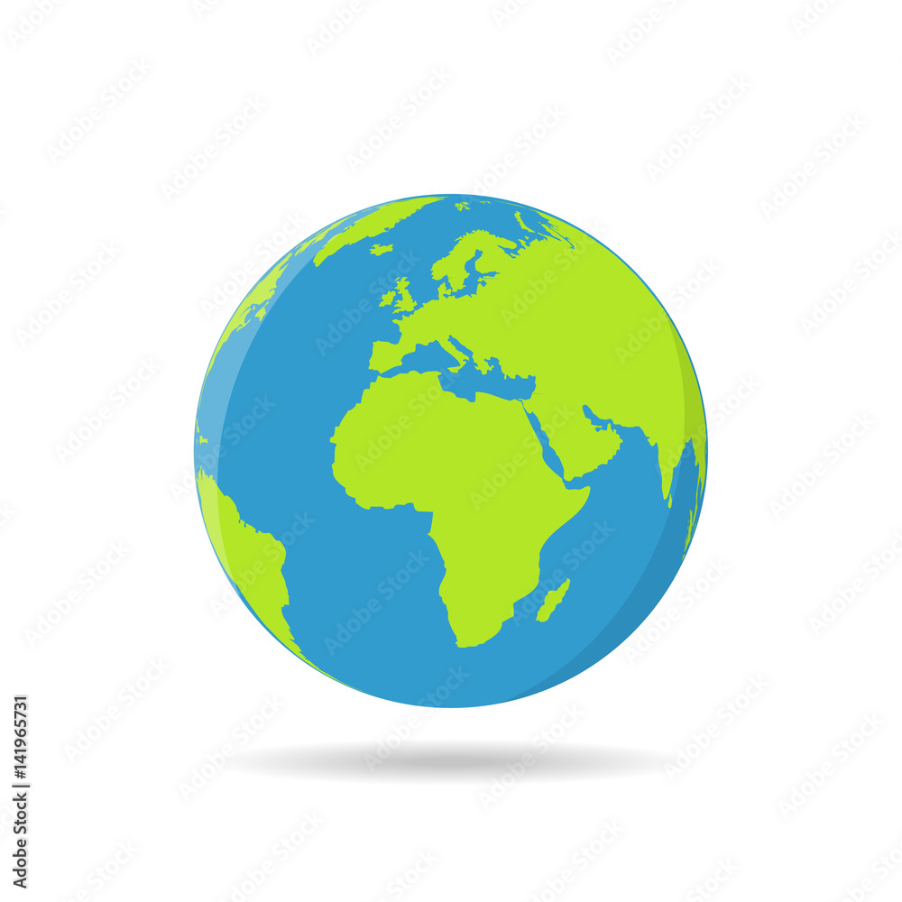 Earth globes isolated on a white background in a flat design