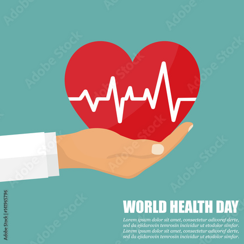 Doctor hand with heart with heartbeat. World Health Day