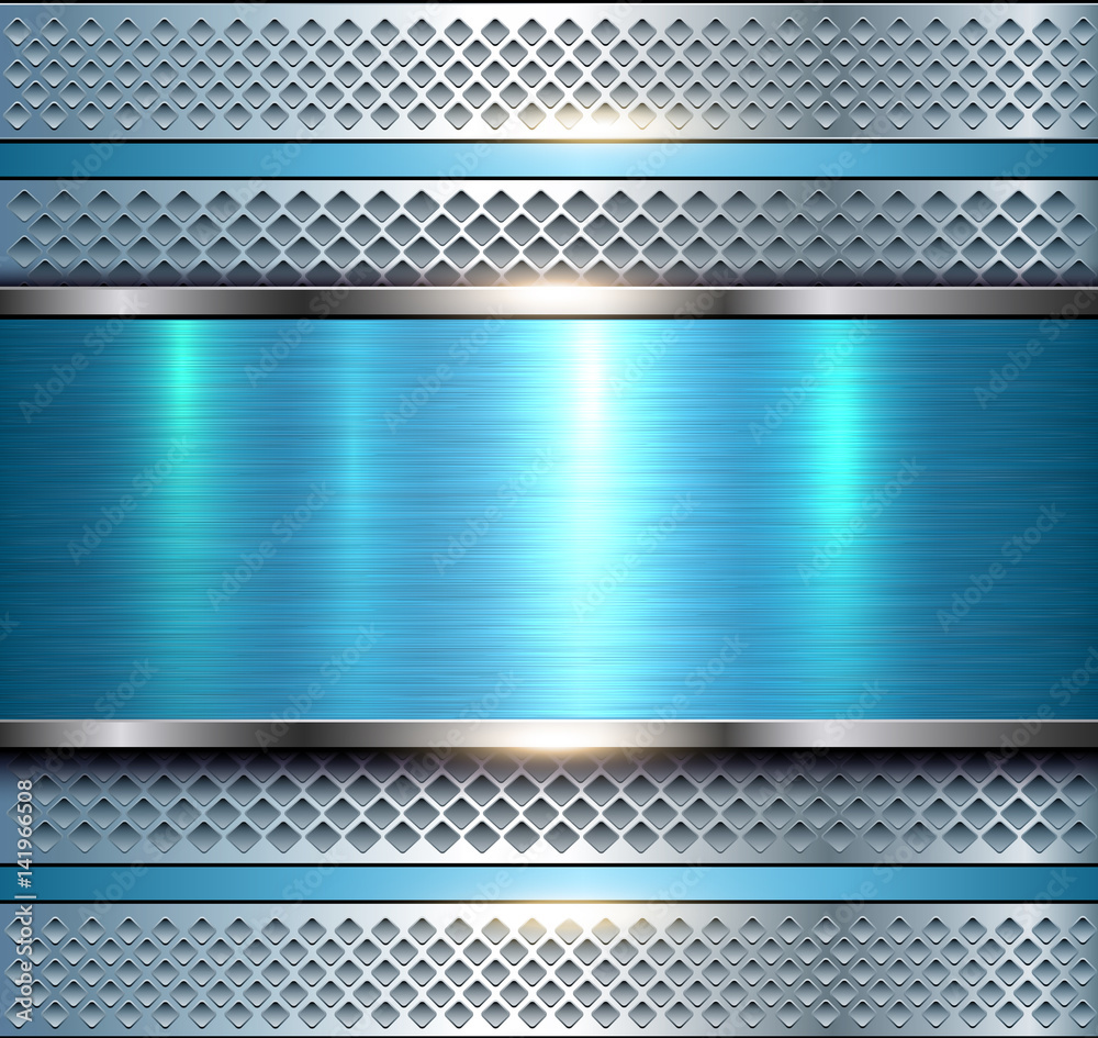 Background metallic silver with blue brushed metal texture Stock Vector