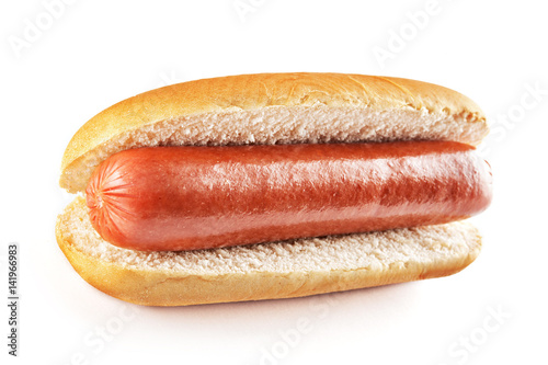 Hot dog with big sausage isolated on white background