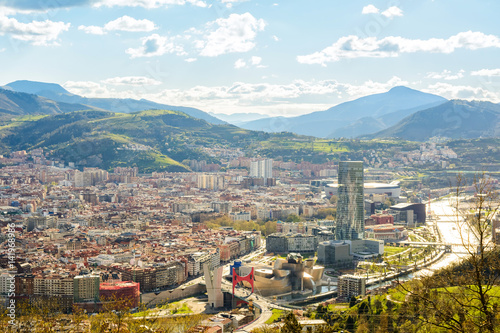 panoramic views to bilbao city on sunny day, Spain photo
