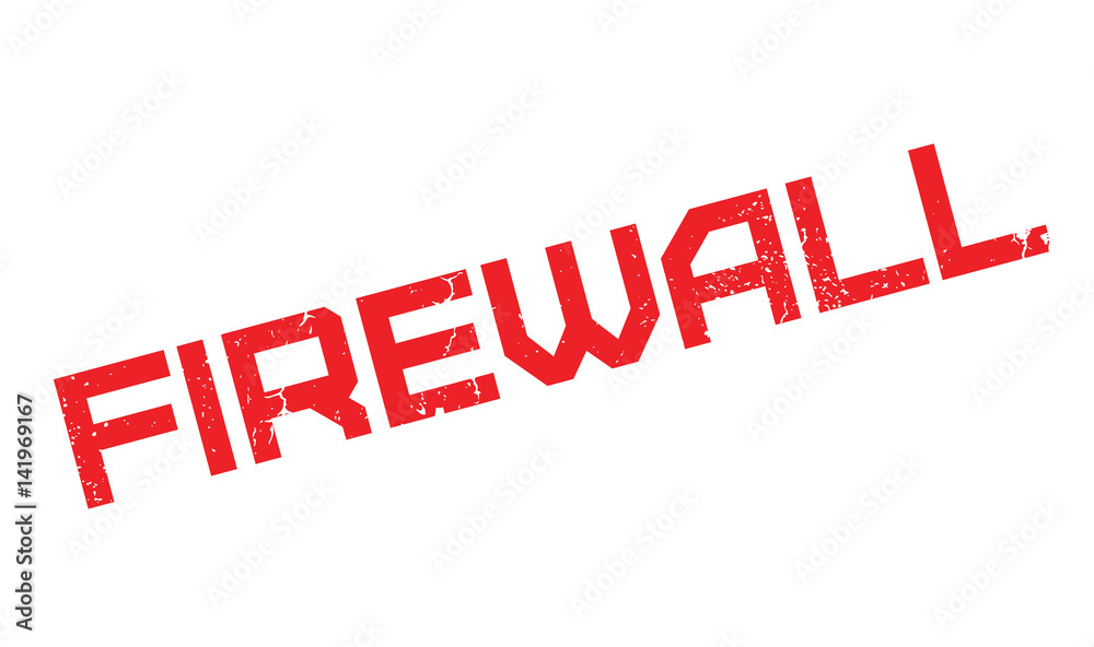 Firewall rubber stamp. Grunge design with dust scratches. Effects can be easily removed for a clean, crisp look. Color is easily changed.
