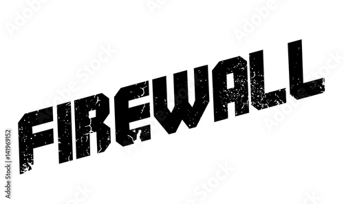 Firewall rubber stamp. Grunge design with dust scratches. Effects can be easily removed for a clean, crisp look. Color is easily changed.