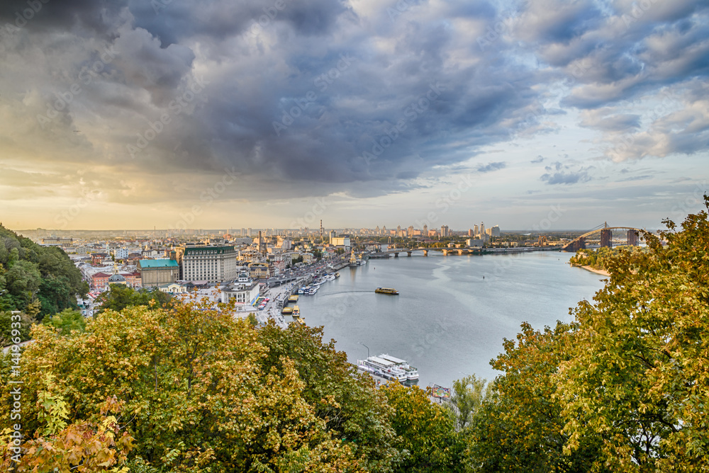 View of Kiev from mountains.