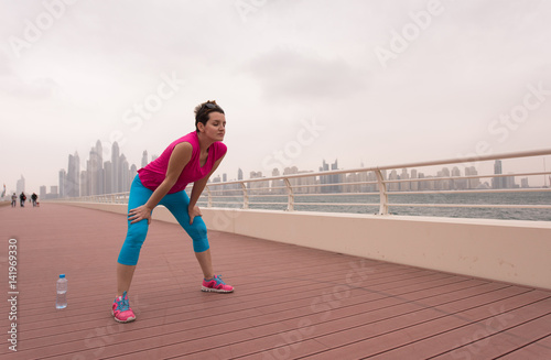 woman stretching and warming up