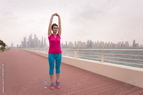 woman stretching and warming up