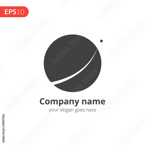 Planet logo vector design. Abstract circle logo. Monochrome sphere symbol element. Grey color icon on isolated white background.