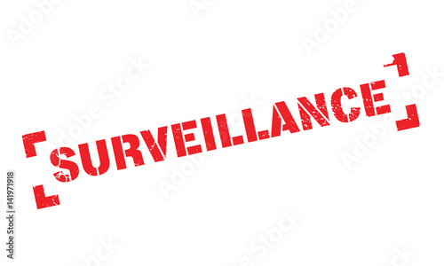 Surveillance rubber stamp. Grunge design with dust scratches. Effects can be easily removed for a clean, crisp look. Color is easily changed.