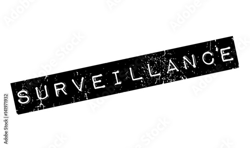 Surveillance rubber stamp. Grunge design with dust scratches. Effects can be easily removed for a clean, crisp look. Color is easily changed.