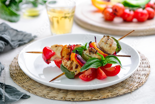 Chicken and vegetables kebabs