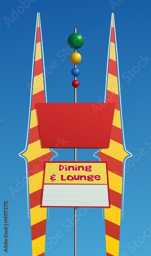 Vintage neon sign design, Fifties style. Sky and text removable in vector version.