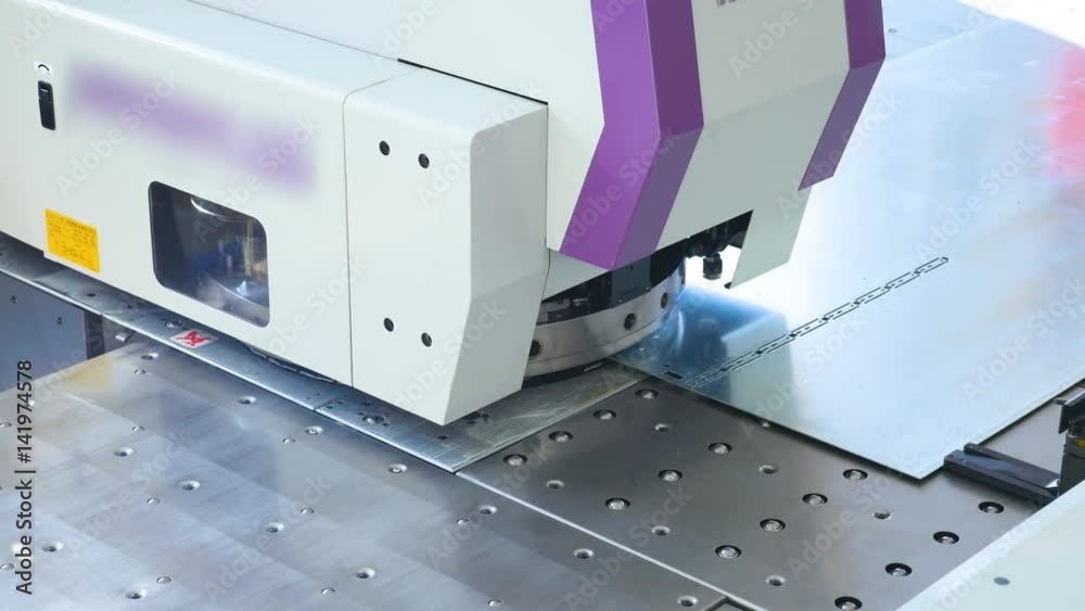 Metal punching machine on a modern industrial factory. 4K. Metal punching machine on a modern industrial factory. 4K.