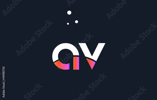 av a v  pink purple white blue alphabet letter logo icon template