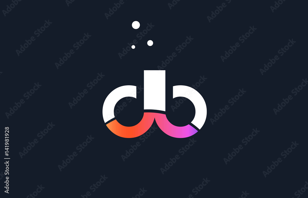 db d b pink purple white blue alphabet letter logo icon template Stock ...
