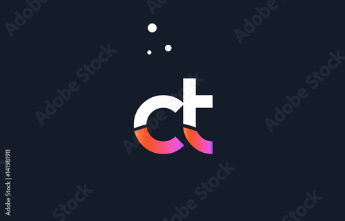 ct c t  pink purple white blue alphabet letter logo icon template