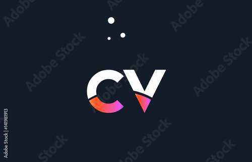cv c v  pink purple white blue alphabet letter logo icon template