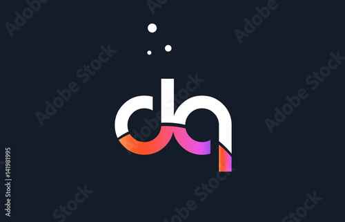 dq d q  pink purple white blue alphabet letter logo icon template