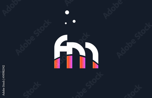 fm f m  pink purple white blue alphabet letter logo icon template
