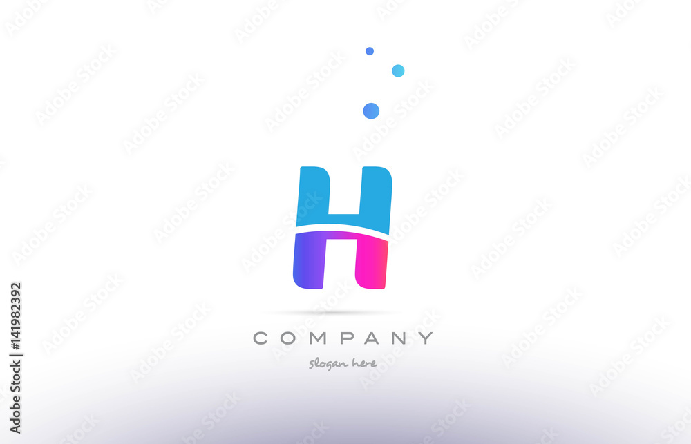 h pink blue white modern alphabet letter logo icon template