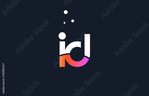 id i d  pink purple white blue alphabet letter logo icon template