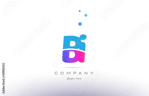 bi b i  pink blue white modern alphabet letter logo icon template