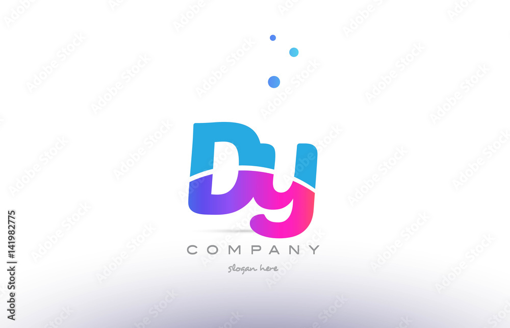 dy d y  pink blue white modern alphabet letter logo icon template