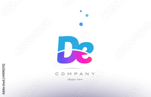 de d e pink blue white modern alphabet letter logo icon template