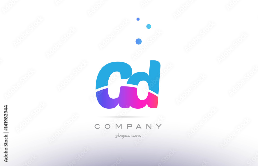 gd g d  pink blue white modern alphabet letter logo icon template