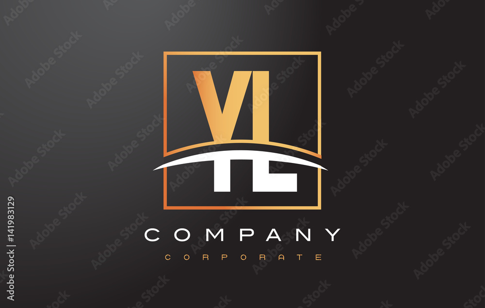 YL Y L Golden Letter Logo Design with Gold Square and Swoosh. Stock ...