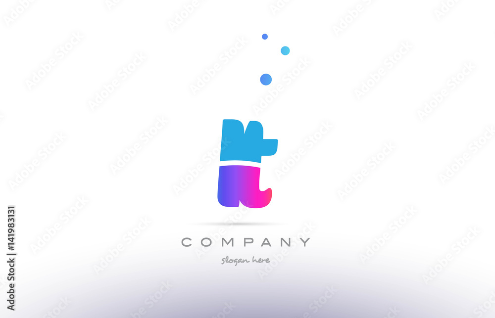 it i t  pink blue white modern alphabet letter logo icon template