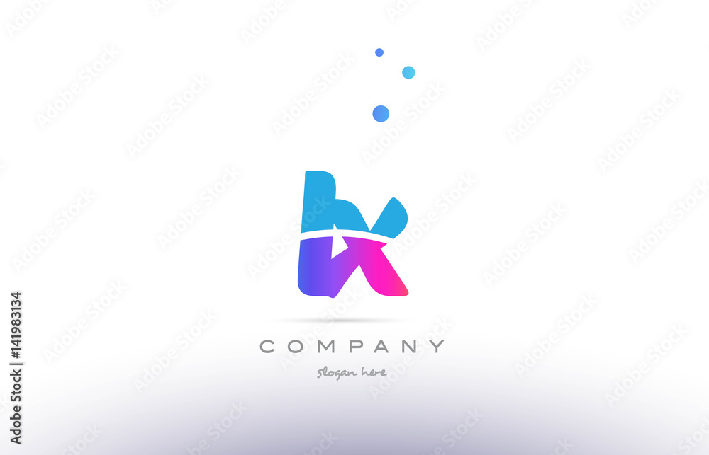 ix i x  pink blue white modern alphabet letter logo icon template